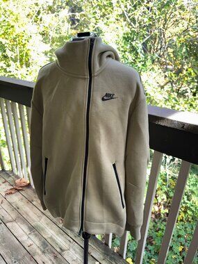 Nike Tech Fleece Full Zip Hoodie Khaki Olive Windrunner Excellent M
